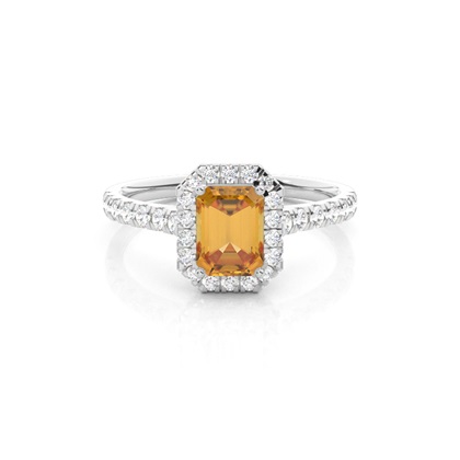 Prong Setting Citrine Halo Engagement Ring