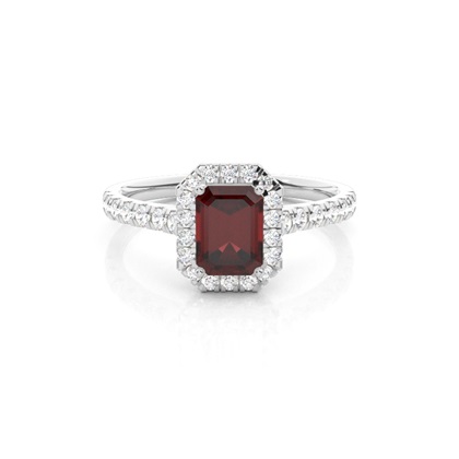 Prong Setting Garnet Halo Engagement Ring