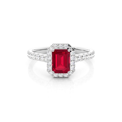 Prong Setting Ruby Halo Engagement Ring