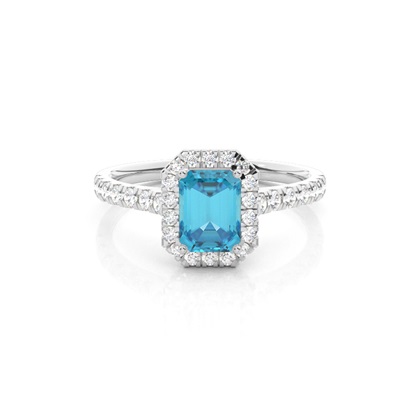 Prong Setting Topaz Halo Engagement Ring