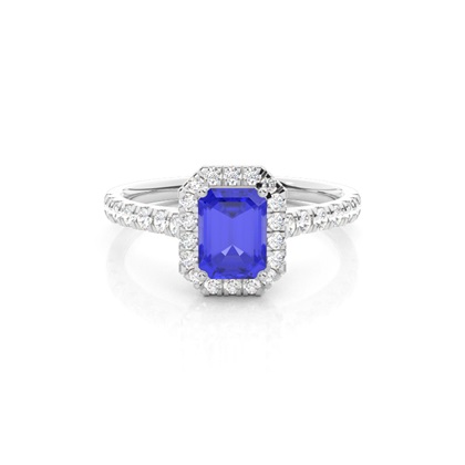 Prong Setting Tanzanite Halo Engagement Ring