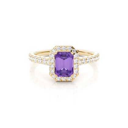 Prong Setting Amethyst Halo Engagement Ring