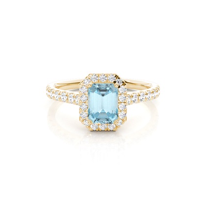 Prong Setting Aquamarine Halo Engagement Ring