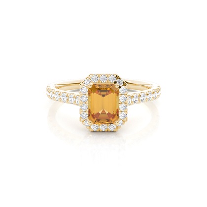 Prong Setting Citrine Halo Engagement Ring