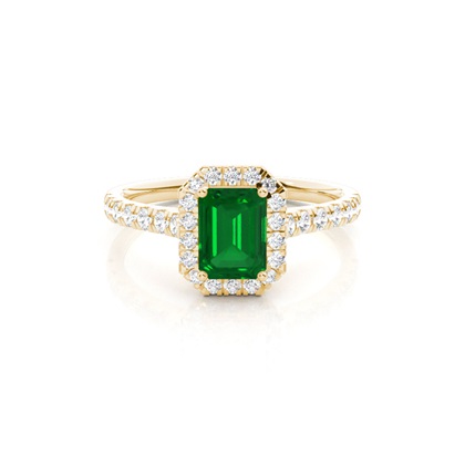 Prong Setting Emerald Halo Engagement Ring