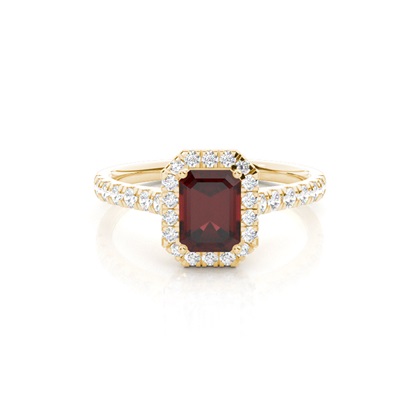 Prong Setting Garnet Halo Engagement Ring