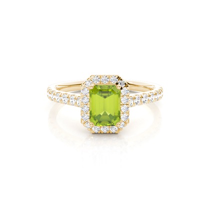 Prong Setting Peridot Halo Engagement Ring