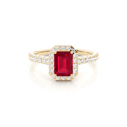 Prong Setting Ruby Halo Engagement Ring