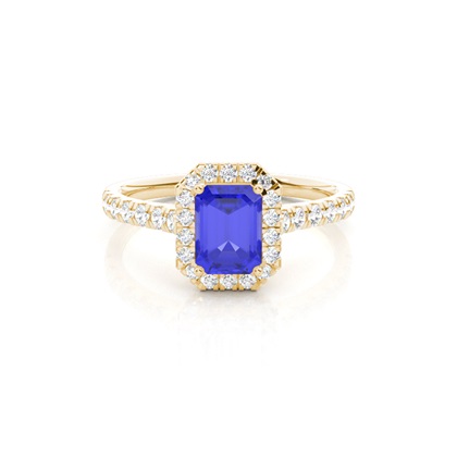 Prong Setting Tanzanite Halo Engagement Ring