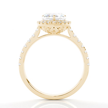 Zinkeneinstellung Seitenstein Halo Verlobungsring