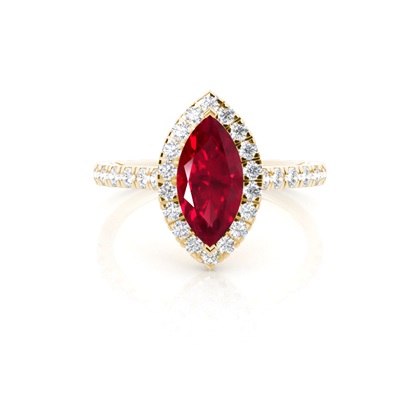 Marquise Yellow Gold Ruby Diamond Engagement Rings
