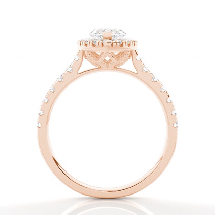 Zinkeneinstellung Seitenstein Halo Verlobungsring