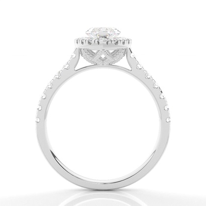 Zinkeneinstellung Seitenstein Halo Verlobungsring