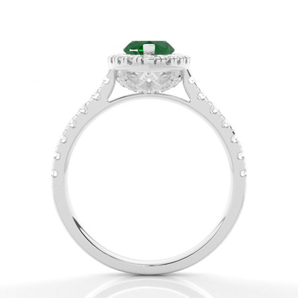 Smaragd-Halo-Verlobungsring In Krappenfassung