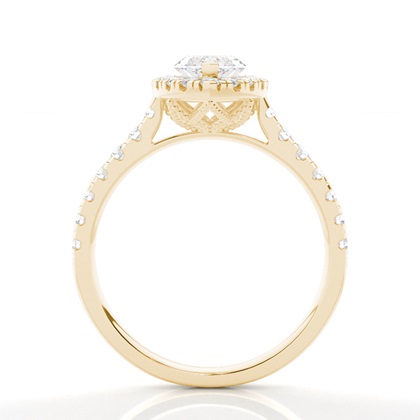 Zinkeneinstellung Seitenstein Halo Verlobungsring