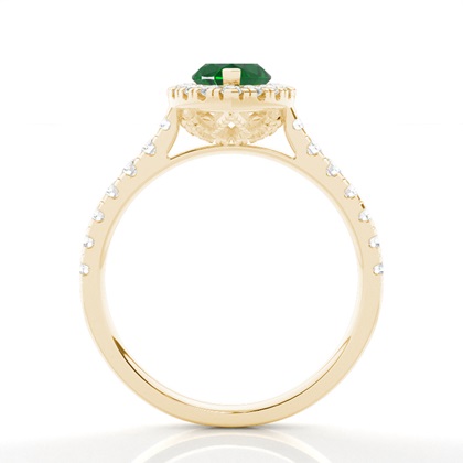 Smaragd-Halo-Verlobungsring In Krappenfassung