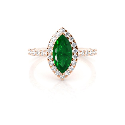 Prong Setting Emerald Halo Engagement Ring