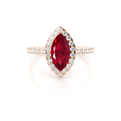 Prong Setting Ruby Halo Engagement Ring