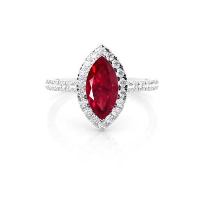 Prong Setting Ruby Halo Engagement Ring