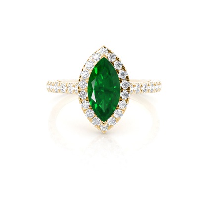 Prong Setting Emerald Halo Engagement Ring