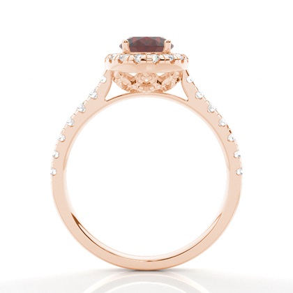 Granat-Halo-Verlobungsring In Krappenfassung