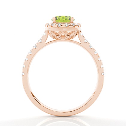 Peridot Halo Verlobungsring In Krappenfassung
