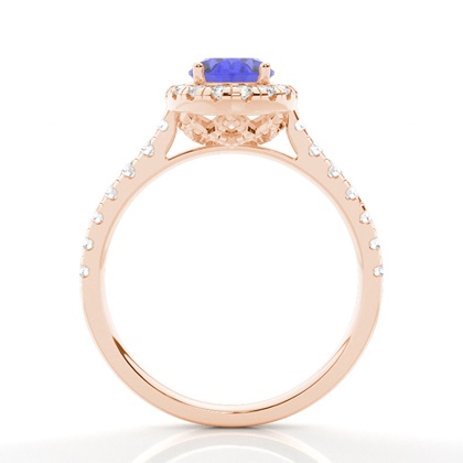 Krappenfassung Tansanit Halo-Verlobungsring