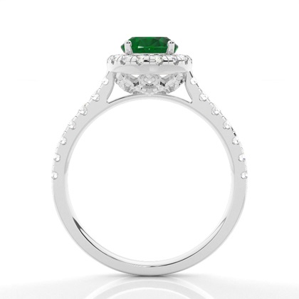 Smaragd-Halo-Verlobungsring In Krappenfassung