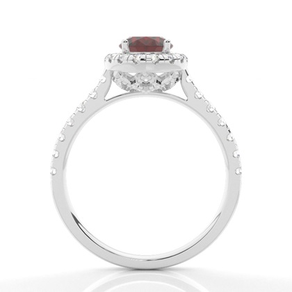 Granat-Halo-Verlobungsring In Krappenfassung
