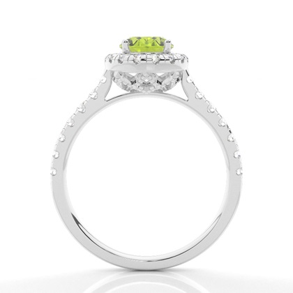 Peridot Halo Verlobungsring In Krappenfassung
