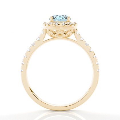 Aquamarin-Halo-Verlobungsring In Krappenfassung