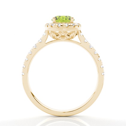 Peridot Halo Verlobungsring In Krappenfassung
