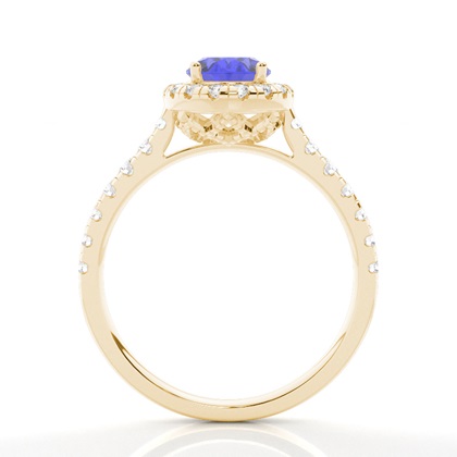 Krappenfassung Tansanit Halo-Verlobungsring