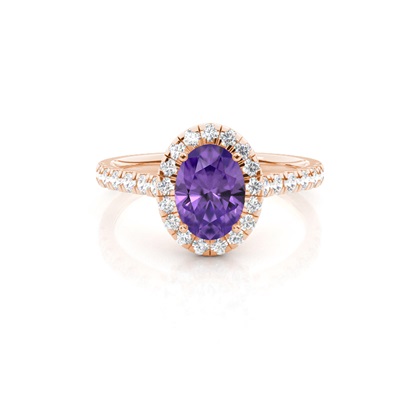 Prong Setting Amethyst Halo Engagement Ring