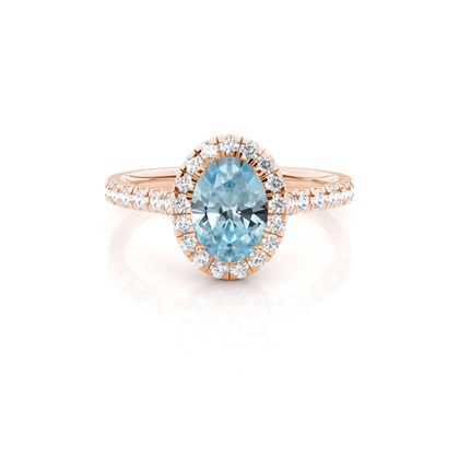 Prong Setting Aquamarine Halo Engagement Ring