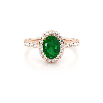 Prong Setting Emerald Halo Engagement Ring