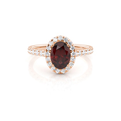 Prong Setting Garnet Halo Engagement Ring