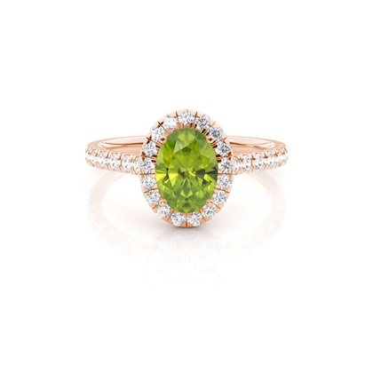 Prong Setting Peridot Halo Engagement Ring
