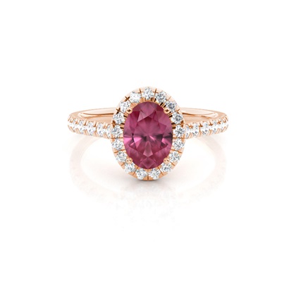 Prong Setting Pink Tourmaline Halo Engagement Ring