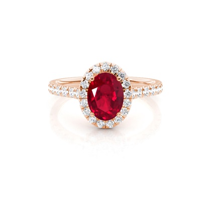 Prong Setting Ruby Halo Engagement Ring