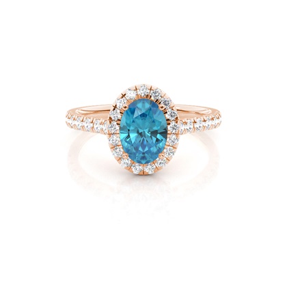 Prong Setting Topaz Halo Engagement Ring