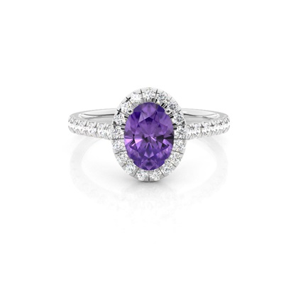 Prong Setting Amethyst Halo Engagement Ring