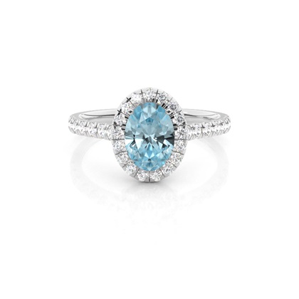 Prong Setting Aquamarine Halo Engagement Ring