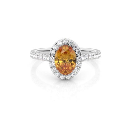 Prong Setting Citrine Halo Engagement Ring