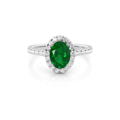 Prong Setting Emerald Halo Engagement Ring