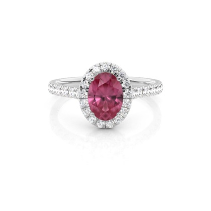 Prong Setting Pink Tourmaline Halo Engagement Ring