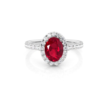Prong Setting Ruby Halo Engagement Ring
