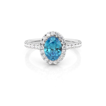 Prong Setting Topaz Halo Engagement Ring