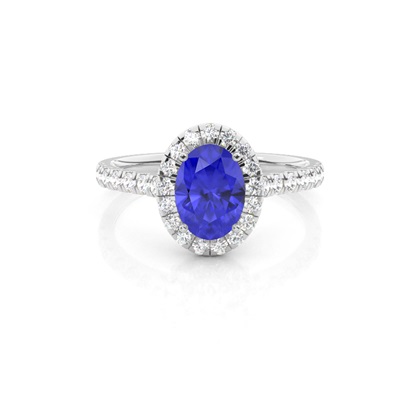 Prong Setting Tanzanite Halo Engagement Ring