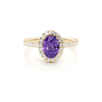 Prong Setting Amethyst Halo Engagement Ring